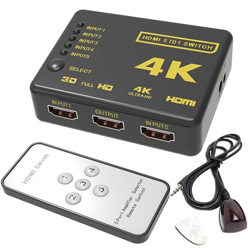 HDMI SWITCH 5 PORT 4K ULTRA HD + REMOTE