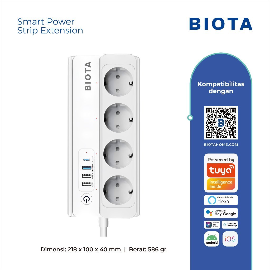 BIOTA SMART EXT POWER STRIP 4 SOCKET
