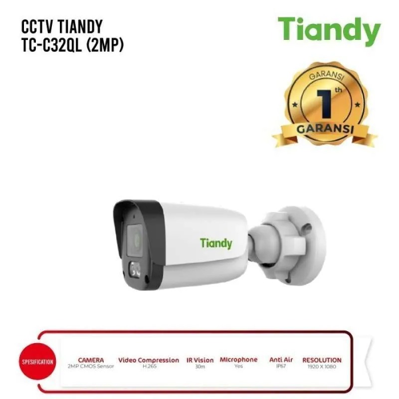 IPCAM TIANDY OUTDOOR 2MP COLORVU AUDIO TC-C32QL